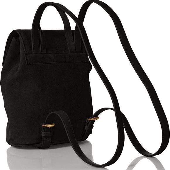 Dear Drew Black Suede Backpack with Gold Heart Closure - Picture 2 of 7